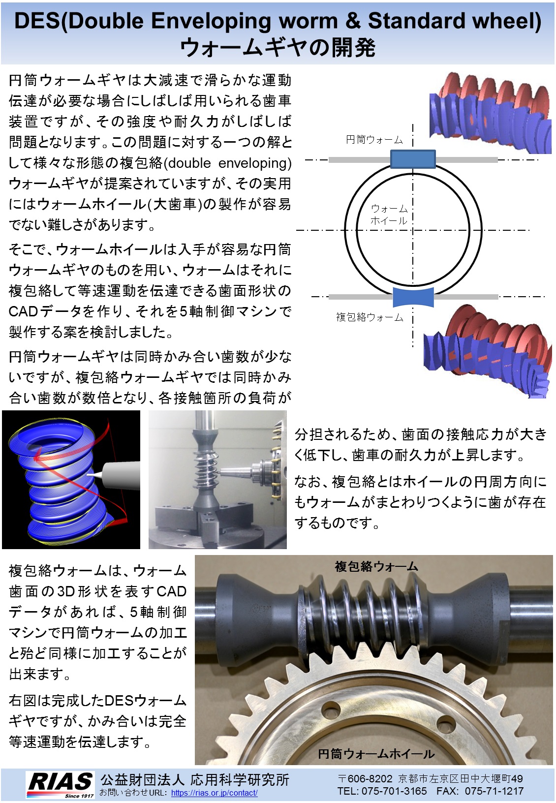 DES(Double Enveloping worm & Standard wheel)ウォームギヤの開発